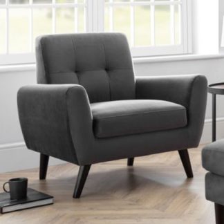 An Image of Monza Velvet Upholstered Armchair In Grey With Black Legs