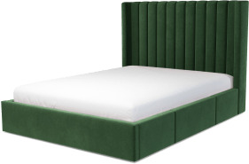 An Image of Cory King Size Bed with Storage Drawers, Lichen Green Cotton Velvet