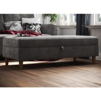 An Image of Hartford Fabric Upholstered Storage Ottoman In Grey