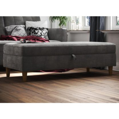 1f801617a8e4585dc0137246040b2365e29b0f060a980e3d2649e198fa75cf9b.jpg An Image of Hartford Fabric Upholstered Storage Ottoman In Grey