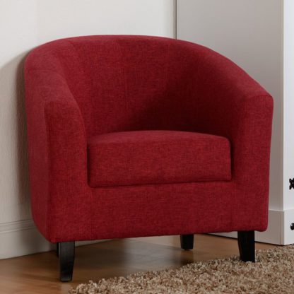 222fa6675014c5260e4a30ad530603584415c45d12471bca8d6ebe904121a137.jpg An Image of Tempo Fabric Upholstered Tub Chair In Red