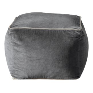 An Image of Martello Silver Velvet Pouffe Silver