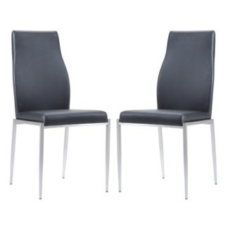 An Image of Mexa Black Faux Leather High Back Dining Chairs In Pair