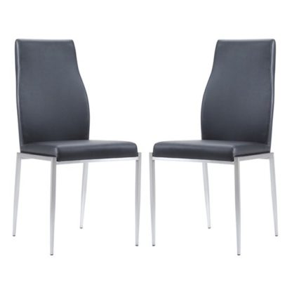 An Image of Mexa Black Faux Leather High Back Dining Chairs In Pair