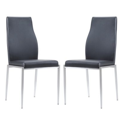 244e126d90dfbd47d8a2c0d2d6f01b53336ef5dc93d540cd9232a1bc824bd14b.jpg An Image of Mexa Black Faux Leather High Back Dining Chairs In Pair