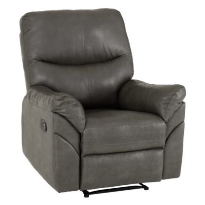 An Image of Capri Faux Leather Reclining Chair In Grey