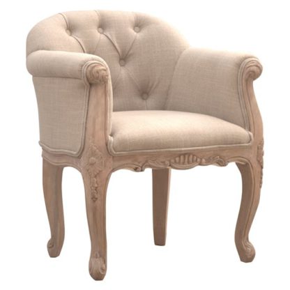 24b3797a6869dd229e633f1c16a6323ae8b9b5689cd7d2ae0df46b41314c5ffe.jpg An Image of Rarer Fabric French Style Deep Button Accent Chair In Sunbleach
