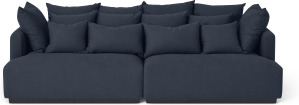 An Image of Laurin 3 Seater Sofa, Prussian Blue Linen