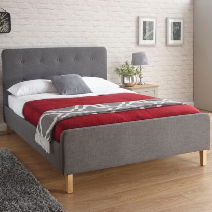 An Image of Ashbourne Fabric Bed Frame Grey