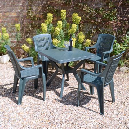 An Image of Trabella 4 Seater Seat Dining Set Green