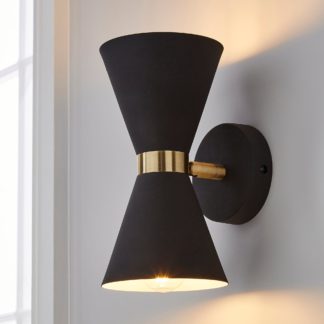 An Image of Archie Retro Head Dual Lit Wall Light Black