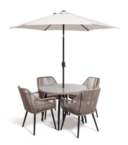 An Image of Habitat Malta 4 Seater Patio Set - Neutral