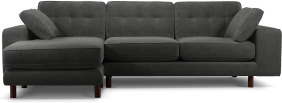 An Image of Content by Terence Conran Tobias, Left Hand facing Chaise End Sofa, Plush Shadow Grey Velvet, Dark Wood Leg