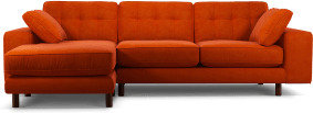 An Image of Content by Terence Conran Tobias, Left Hand facing Chaise End Sofa, Plush Paprika Velvet, Dark Wood Leg