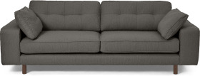 An Image of Content by Terence Conran Tobias 3 Seater Sofa, Charcoal Grey Boucle with Dark Wood Leg