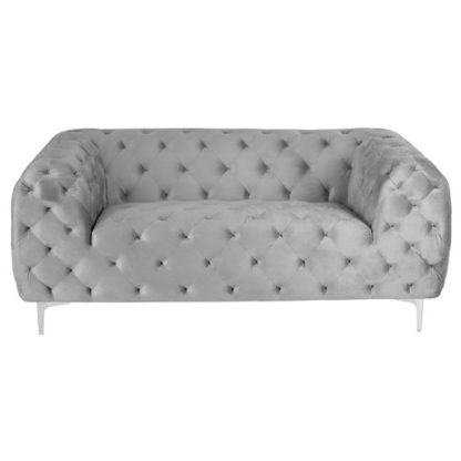 An Image of Malpick Velvet Upholstered 2 Seater Sofa In Mink