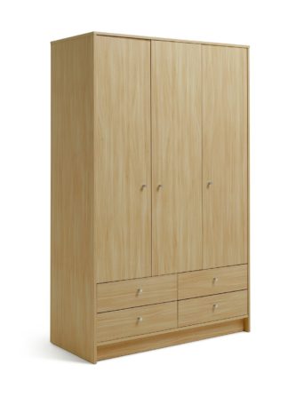 An Image of Habitat Malibu 3 Door 4 Drawer Wardrobe - Beech Effect