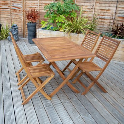 An Image of Acacia 4 Seater Rectangular Dining Set Brown