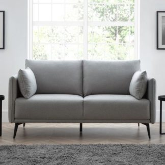 An Image of Rohnerville Fabric Upholstered 2 Seater Sofa In Platinum Wool Effect