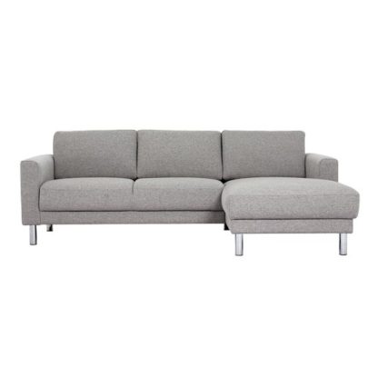 An Image of Clesto Fabric Upholstered Right Handed Corner Sofa In Light Grey