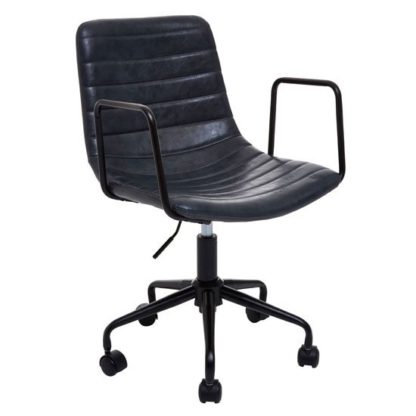 An Image of Fortas Leather Home And Office Chair In Grey