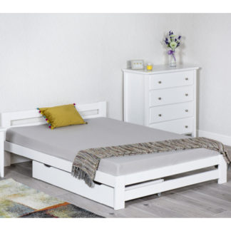 An Image of Zenota Wooden Double Bed In White