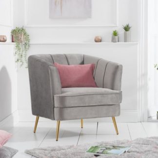 An Image of Lucite Velvet Upholstered Armchair In Grey