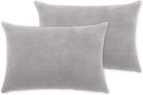 An Image of Lorna Set of 2 Velvet Cushions, 35 x 50cm, Silver