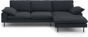 An Image of Fallyn Right Hand Facing Chaise End Sofa, Nubuck Carbon Leather