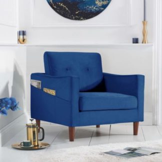 An Image of Celaya Velvet Upholstered Armchair In Blue