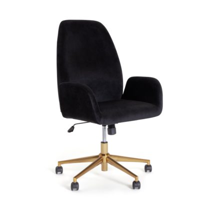 An Image of Habitat Clarice Velvet Office Chair - Black