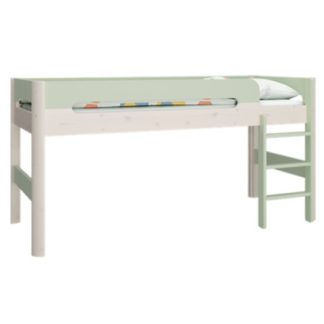 An Image of Oniria Wooden Mid Sleeper Bunk Bed In Whitewash Green