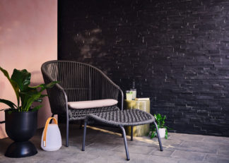 An Image of Heal's Filo Outdoor Lounge Chair and Ottoman Grey Weave