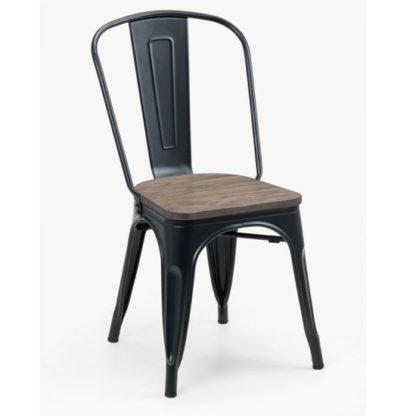 An Image of Grafton Wooden Dining Chair In Mocha Elm With Metal Frame