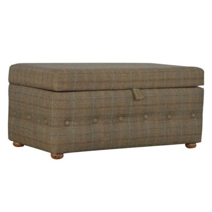 An Image of Trenton Fabric Deep Button Storage Footstool In Multi Tweed