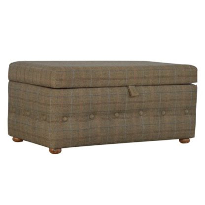 3e9606eeef99c41925e3f8e259289926115a794ba6ea13f1f1c186024a78f18c.jpg An Image of Trenton Fabric Deep Button Storage Footstool In Multi Tweed