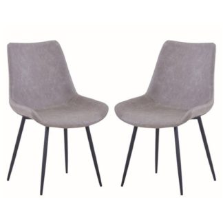 An Image of Imperia Light Grey Fabric Upholstered Dining Chairs In A Pair