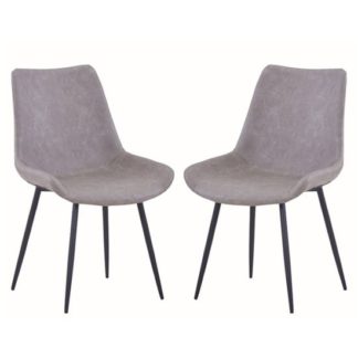 An Image of Imperia Light Grey Fabric Upholstered Dining Chairs In A Pair