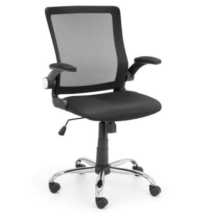 408977c1a9ebc69035af74484f352a66b447f487ea7fc107c6dc95b51044a257.jpg An Image of Ivins Mesh Fabric Upholstered Home And Office Chair In Black