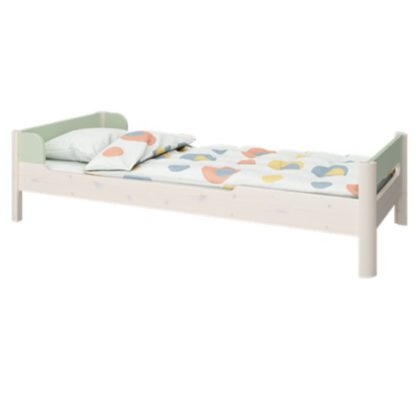 An Image of Oniria Wooden Single Bed In Whitewash Green