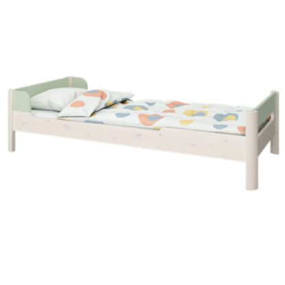 41ac3f754311747972cb9652ee122b8e2ea26b1de3d9cdb126d8497489ffd8bf.jpg An Image of Oniria Wooden Single Bed In Whitewash Green