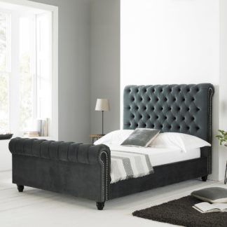 An Image of Paris Scrolled Bed Frame Dark Grey