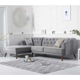 An Image of Destone Velvet Upholstered Left Handed Corner Sofa In Grey