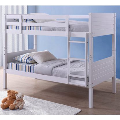 An Image of Beulac Wooden Single Bunk Bed In White