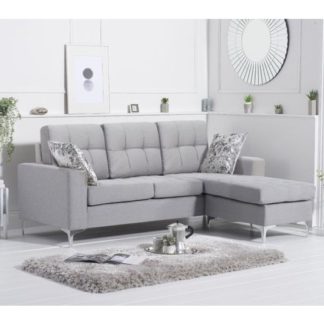 An Image of Wacox Linen Fabric Reversible Chaise Corner Sofa In Grey