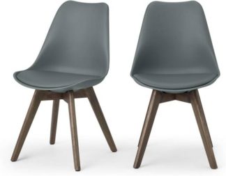 An Image of Deon Set of 2 Dining Chairs, Grey with Dark Stain Legs