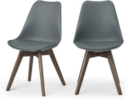 4707c951a5e00552443b84f7b9dd737391fb2d2edce1ef1defbd9c2fa6e0da74.jpg An Image of Deon Set of 2 Dining Chairs, Grey with Dark Stain Legs