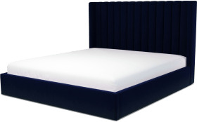 An Image of Cory Super King Size Ottoman Storage Bed, Prussian Blue Cotton Velvet