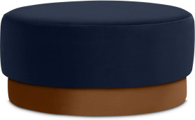 An Image of Volta Pouffe, Large, Interstellar Blue & Cinnamon Velvet