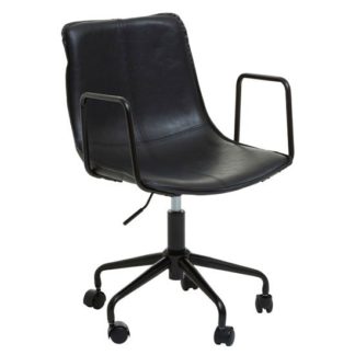 An Image of Brinson Leather Home And Office Chair In Black